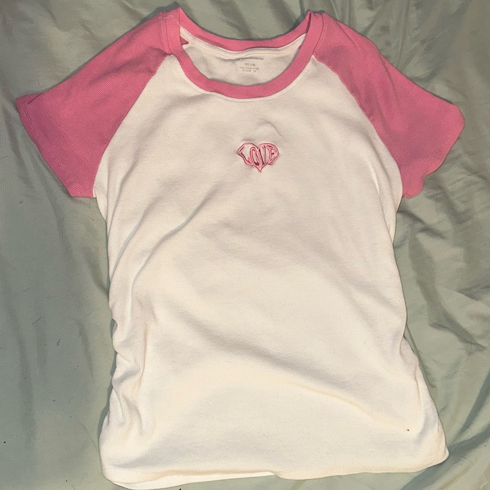Kids' Pink and White Short Sleeve Tee